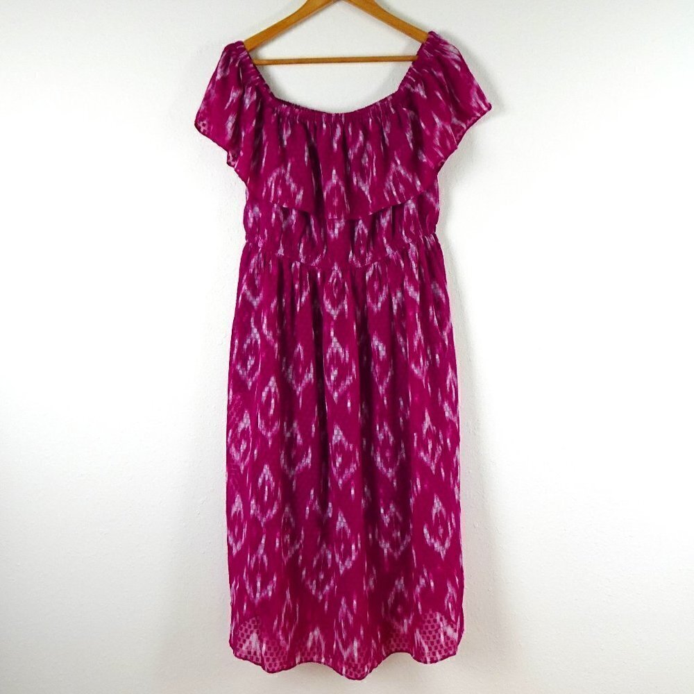 Lane Bryant Off the Shoulder Dress Petite Size 14 - 16P Pink Ruffle New